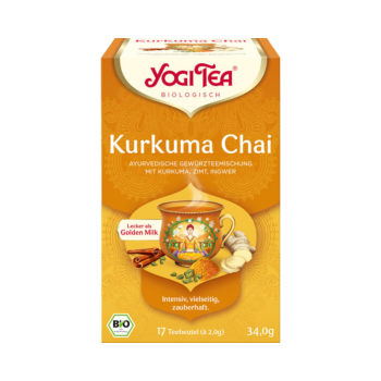 Yogi Tea Bio Tee Kurkuma Chai, Ayurvedische Gewürzteemischung mit Kurkuma, Zimt & Ingwer, 17 Teebeutel im Kuvert